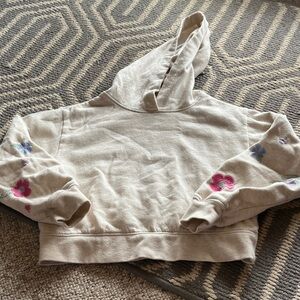 Crewcuts Cream Hoodie with Pink & Purple Floral Accents
